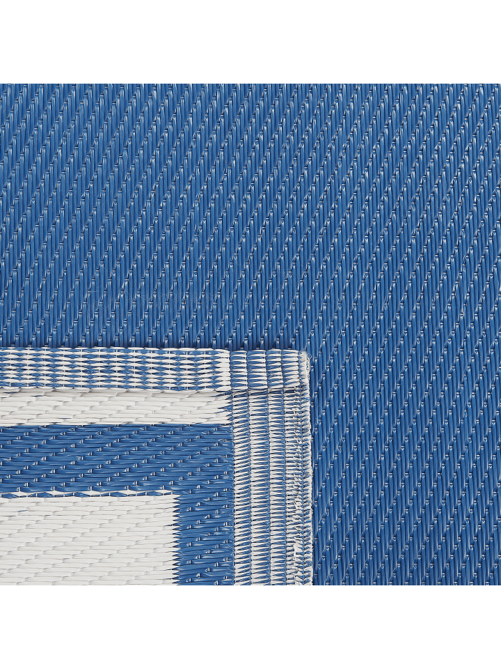 Beliani Outdoorteppich ETAWAH in Blau/Weiß - (W) 120 x (H) 0.5 x (L) 180 cm günstig kaufen onesize