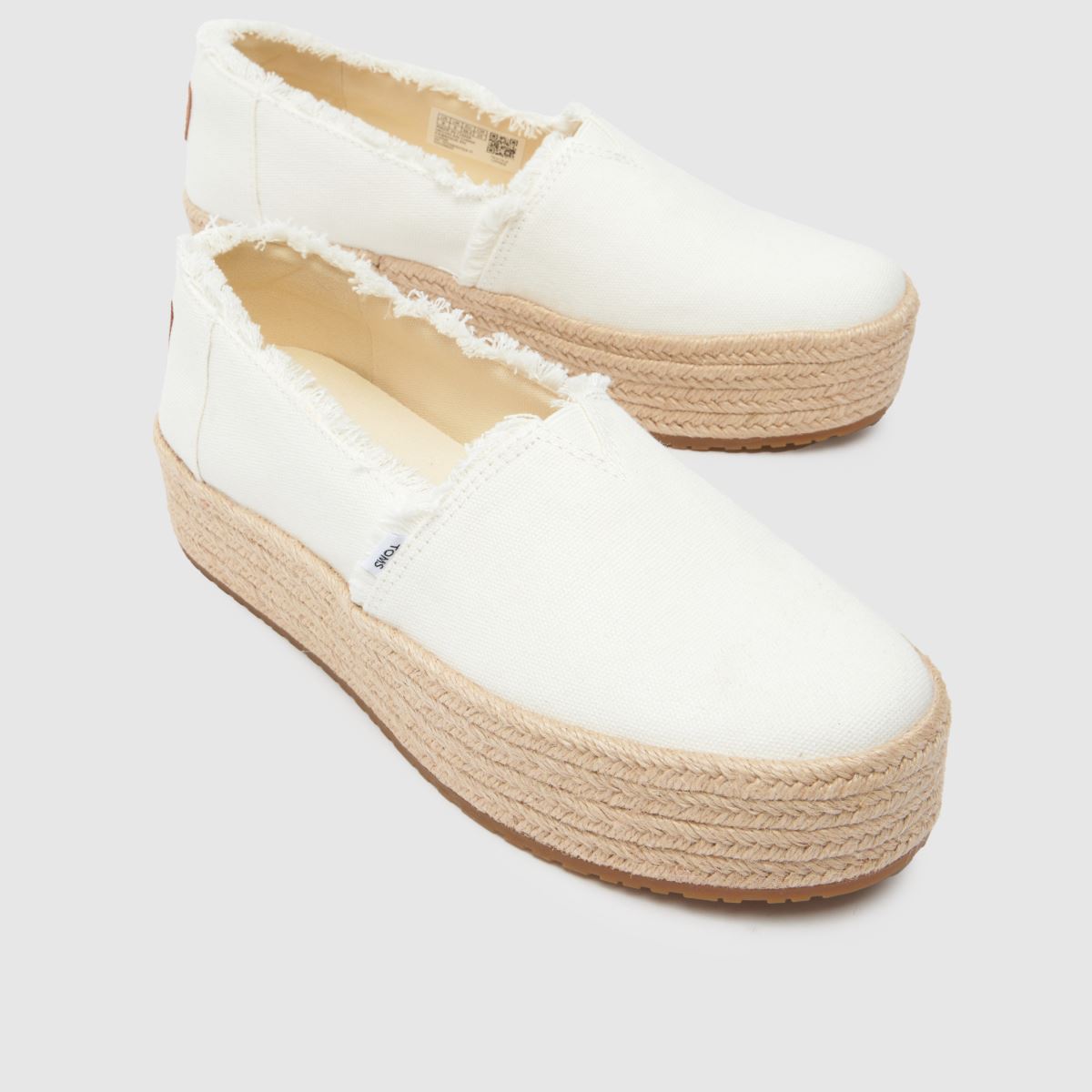 TOMS – Valencia – Vita platta espadrillskor