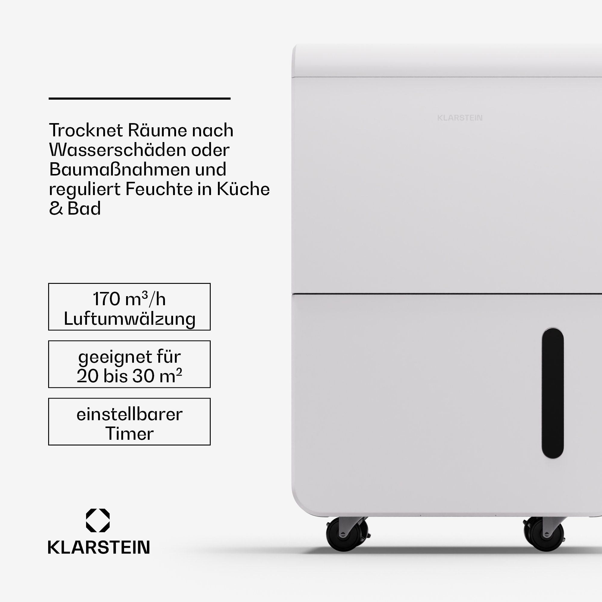 Klarstein Luftentfeuchter DryFy Pro 20 Luftentfeuchter, elektrisch 20l/d 4 L Wasser Tank