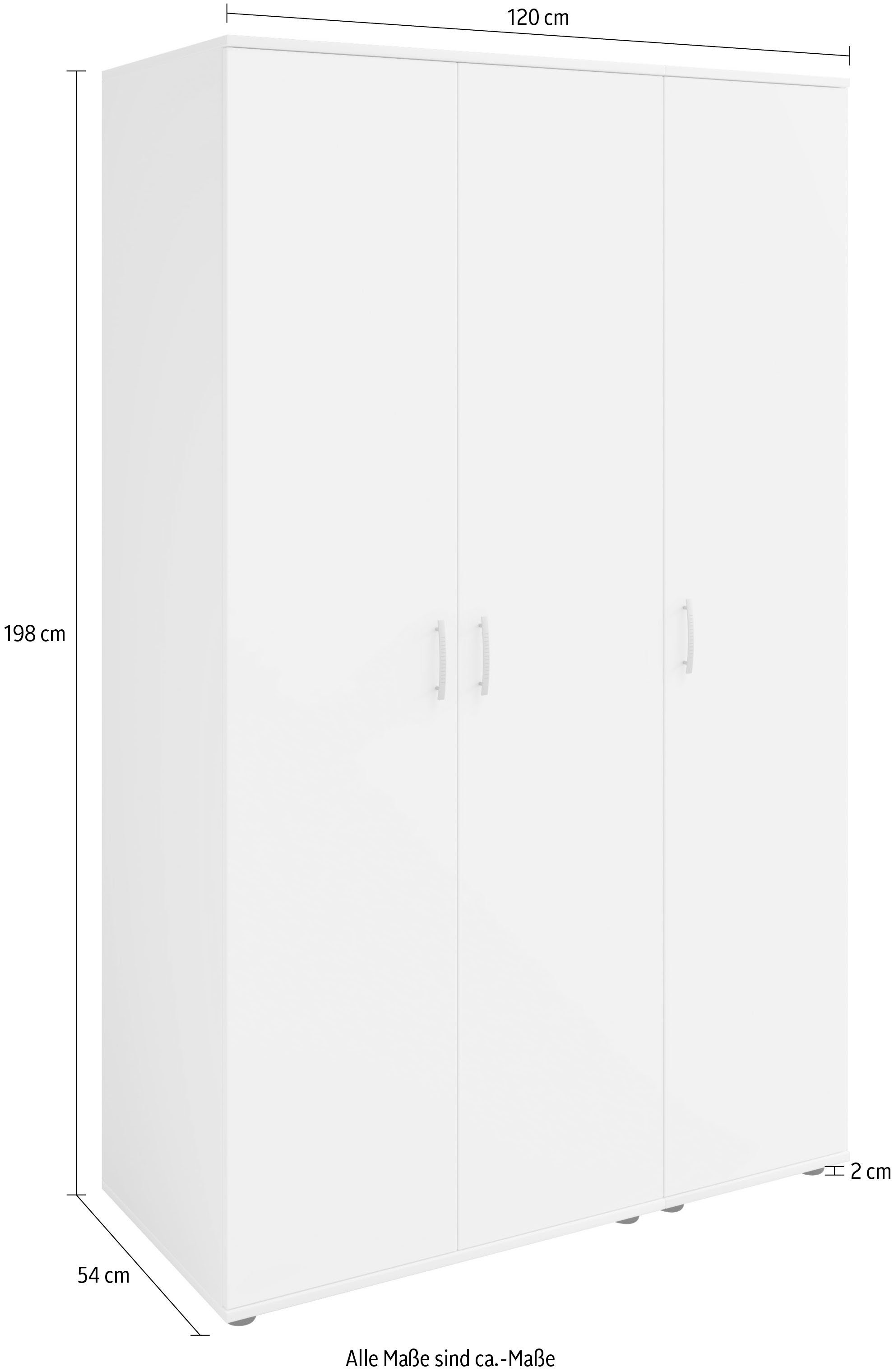 Lüttenhütt Kleiderschrank Kleiderschrank mit 3 Drehtüren, innen 2 Wäschefächer, 3 Ausführungen