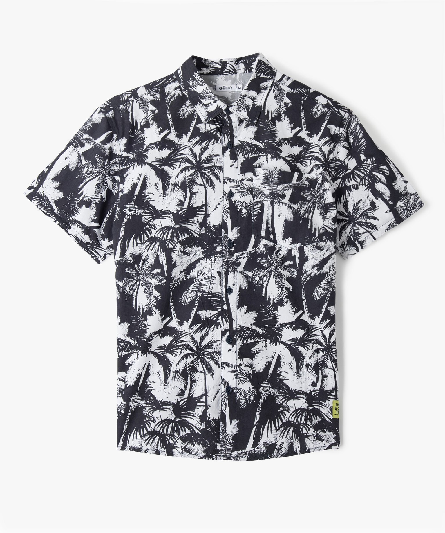 Chemise Garçon à manches courtes avec motifs palmiers blanc | GEMO