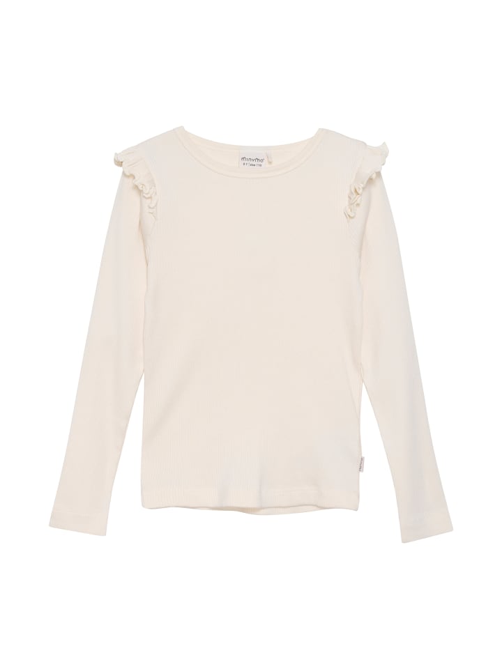 Minymo Longsleeve MIT-Shirt LS Rib 6174  Langarmshirt mit Rüschen in Beige günstig kaufen