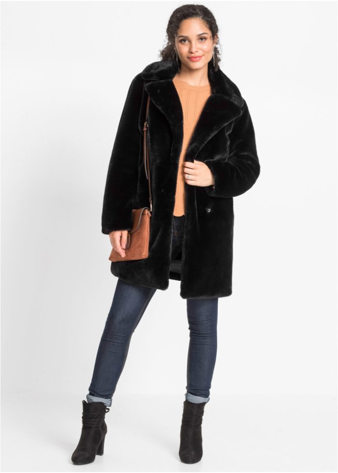 Kuschel-Longjacke aus Fellimitat