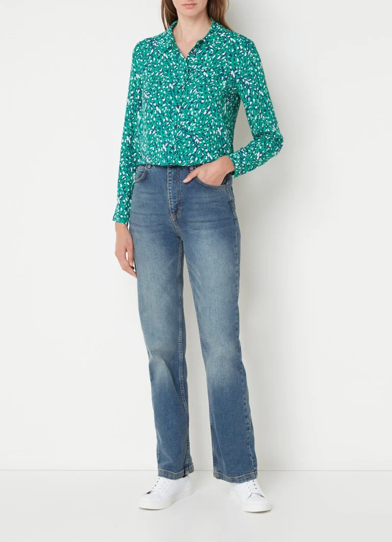 Krep bluza Whistles s leopard printom i džepom na prsima