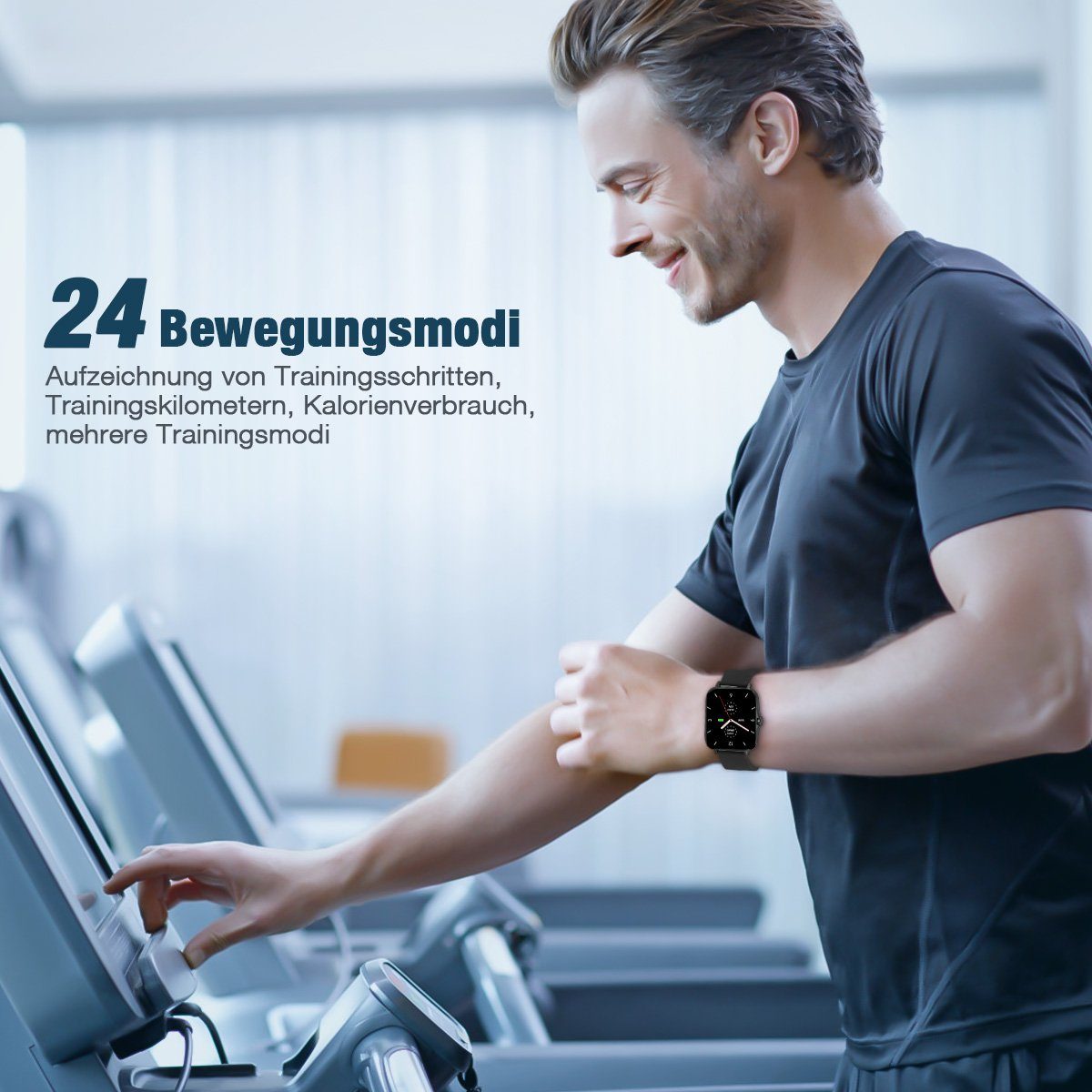 ombar Smartwatch Damen Herren,1,7 Zoll Touchscreen Fitnessuhr Smartwatch (Fitnessuhr mit Telefonfunktion/WhatsApp Notiz,Smartwatch Fitness Tracker Uhr IP67 Wasserdicht,1.70