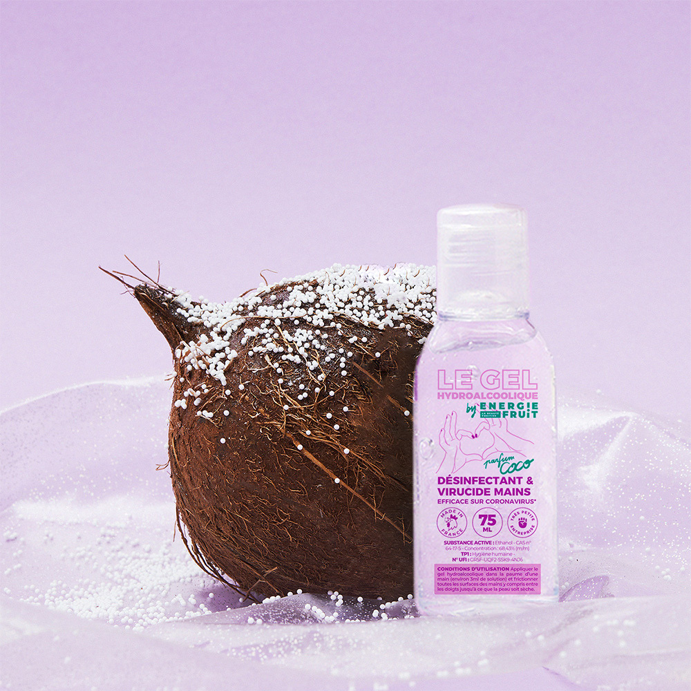 energie fruit Gel Hydroalcoolique Coco | Désinfectant& Virucide mains Gel hydroalcoolique