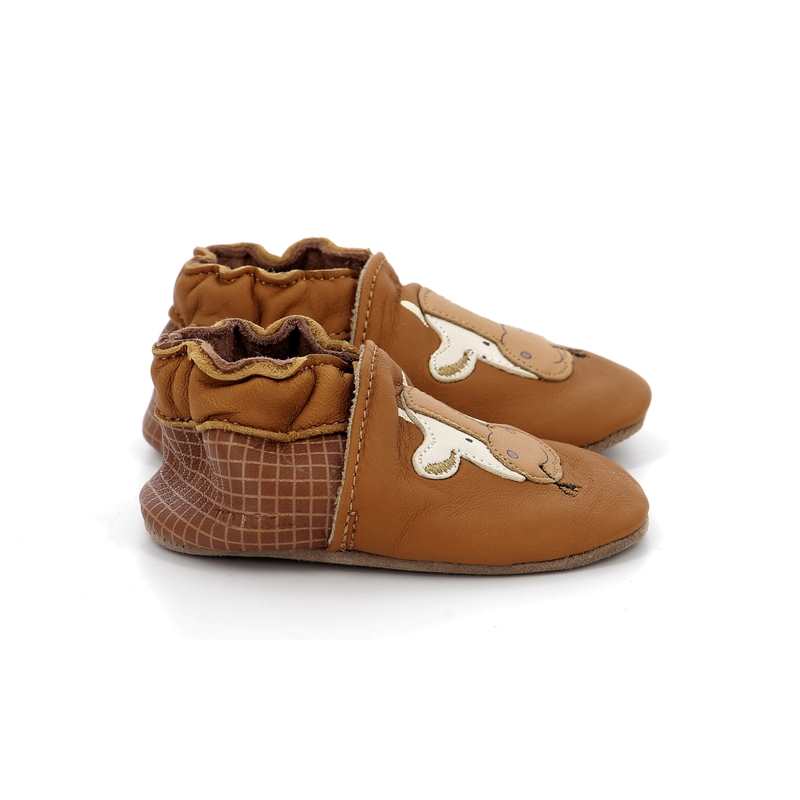 Chaussons cuir tannage vegetal Funny Cow