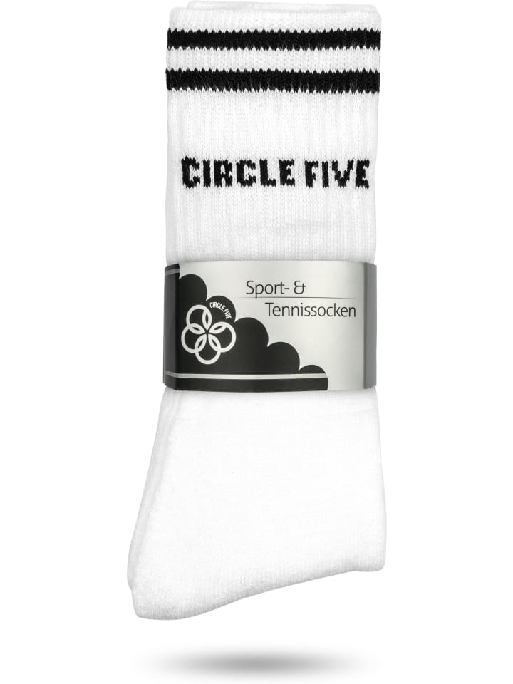 Circle Five 8 Paar Tennissocken in Weiß/Schwarz günstig kaufen