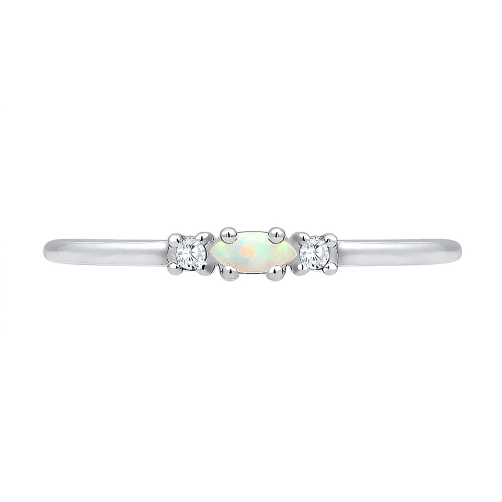 Elli Elli Bague Femmes Vintage avec Cristaux de Zirconium et Opale en Argent Sterling  Bague