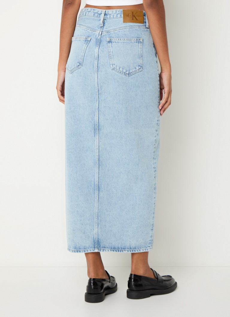 Gonna midi in denim Calvin Klein con tasche laterali e spacco