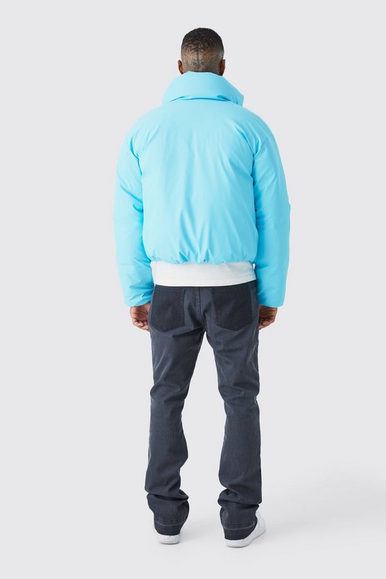 Kastige beschichtete Steppjacke mit Trichterkragen