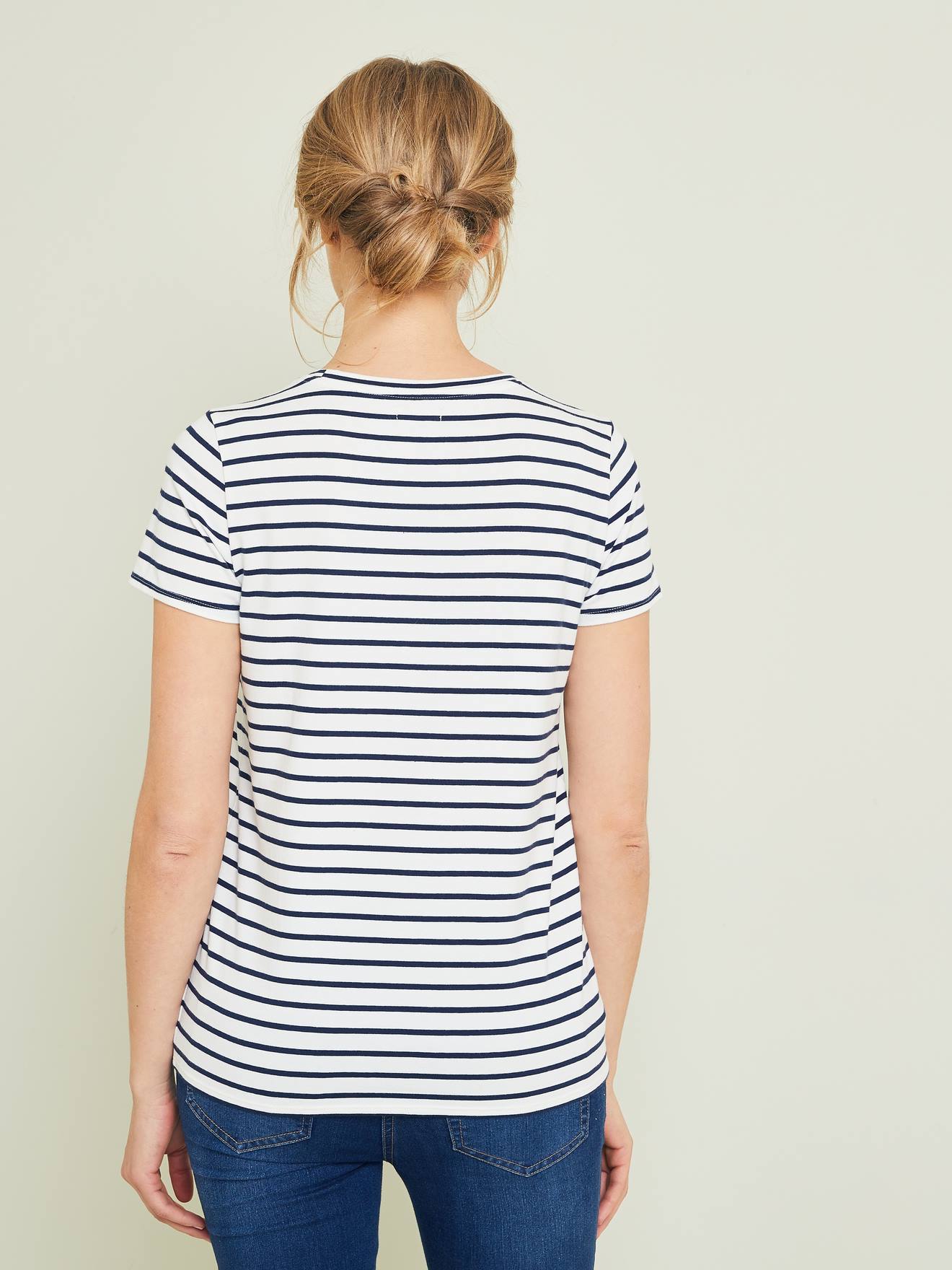 Kit spécial naissance T-shirt maman + T-shirt bébé raye bleu