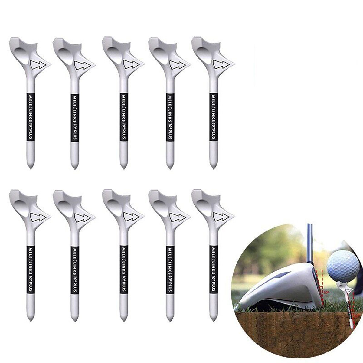 götäzer Golftee Golfschläger-Einbau-Golfständer (10 Stück im Karton), 10-Grad-Neigungstyp, größerer Abstand, langlebig, 83-mm-T-Stück