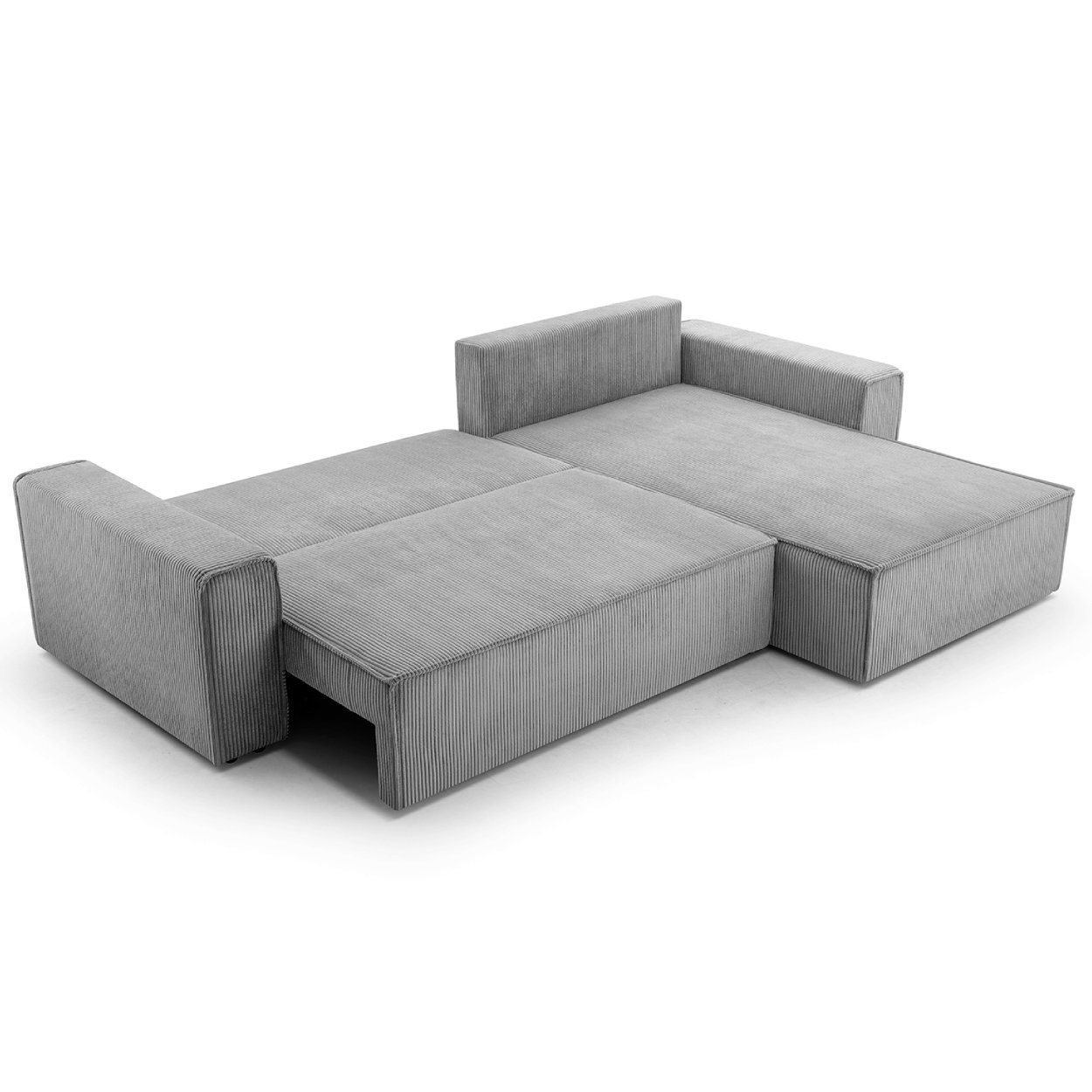 DD-COLLECTION Ecksofa Wohnlandschaft Gera XL Größe, Grau, Cappuccino, mit Bettfunktion, Ottomane Rechts Links Universell, CORD-Bezug