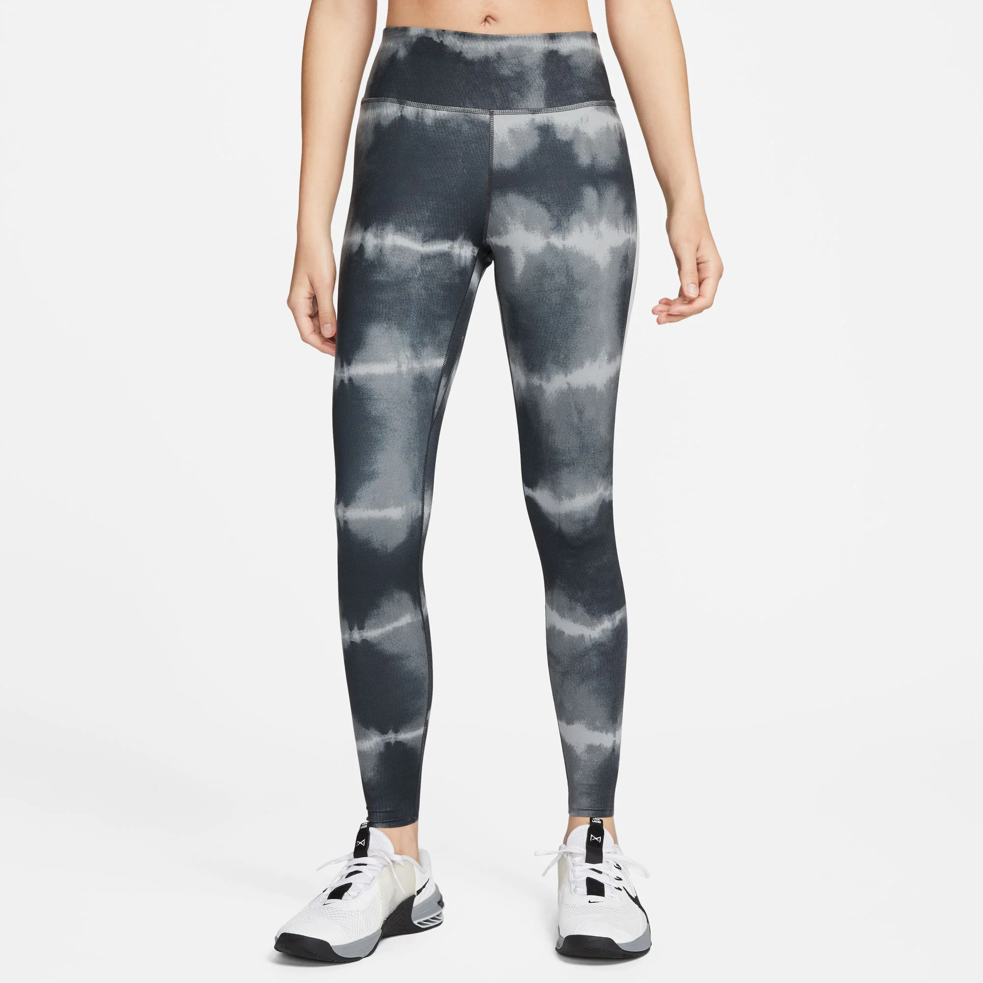 Dri-Fit One Luxe Mid-Rise All Over Print Tight Damen - Schwarz, Grau