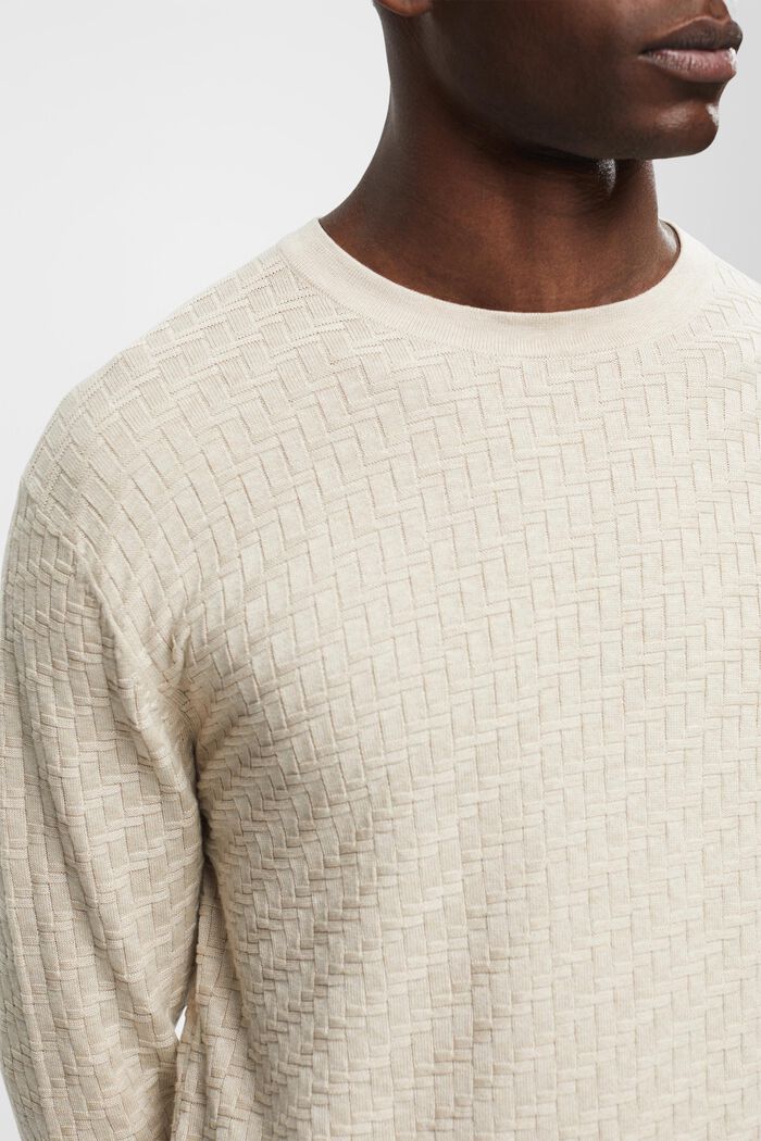 Texturierter Pullover mit Rundhalsausschnitt