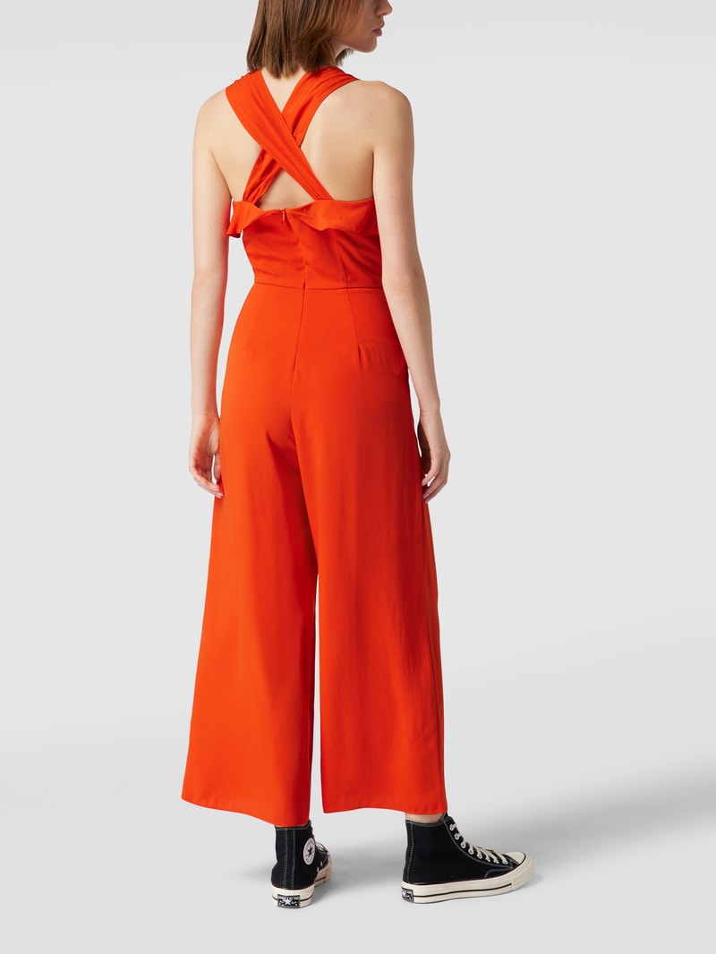 Jumpsuit mit gekreuzten Trägern in orange