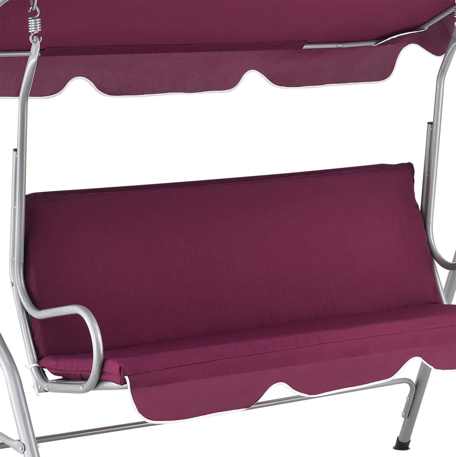 Juskys Hollywoodschaukel Cecina, 3-Sitzer, bis 200 kg, mit Dach und Sitzauflage, für Garten und Terrasse