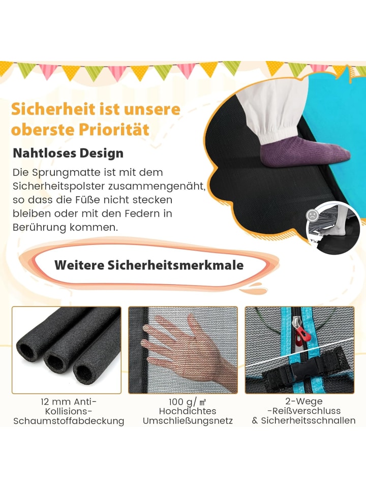 COSTWAY 2 in 1 Trampolin in Blau günstig kaufen 210 cm