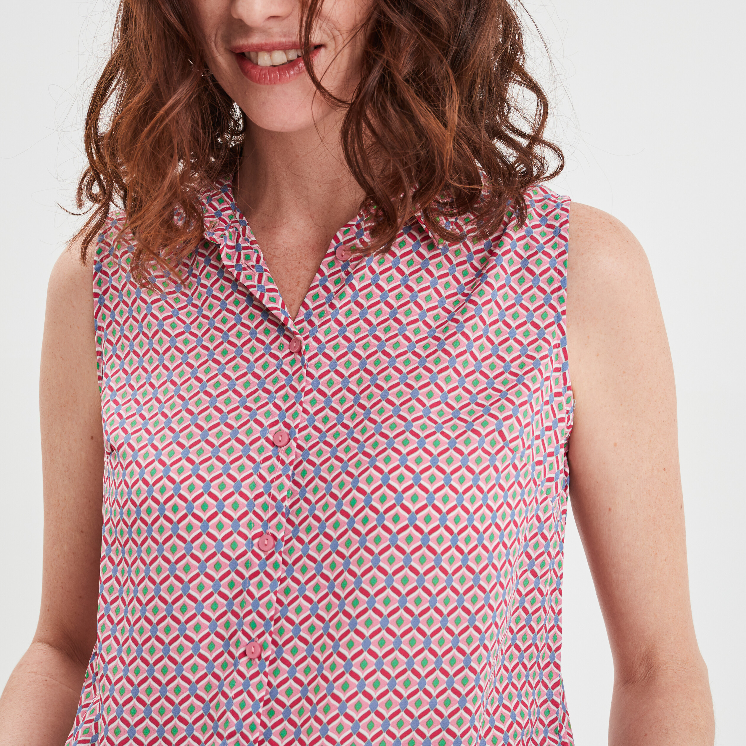 Chemise fluide sans manches rose femme | La Halle