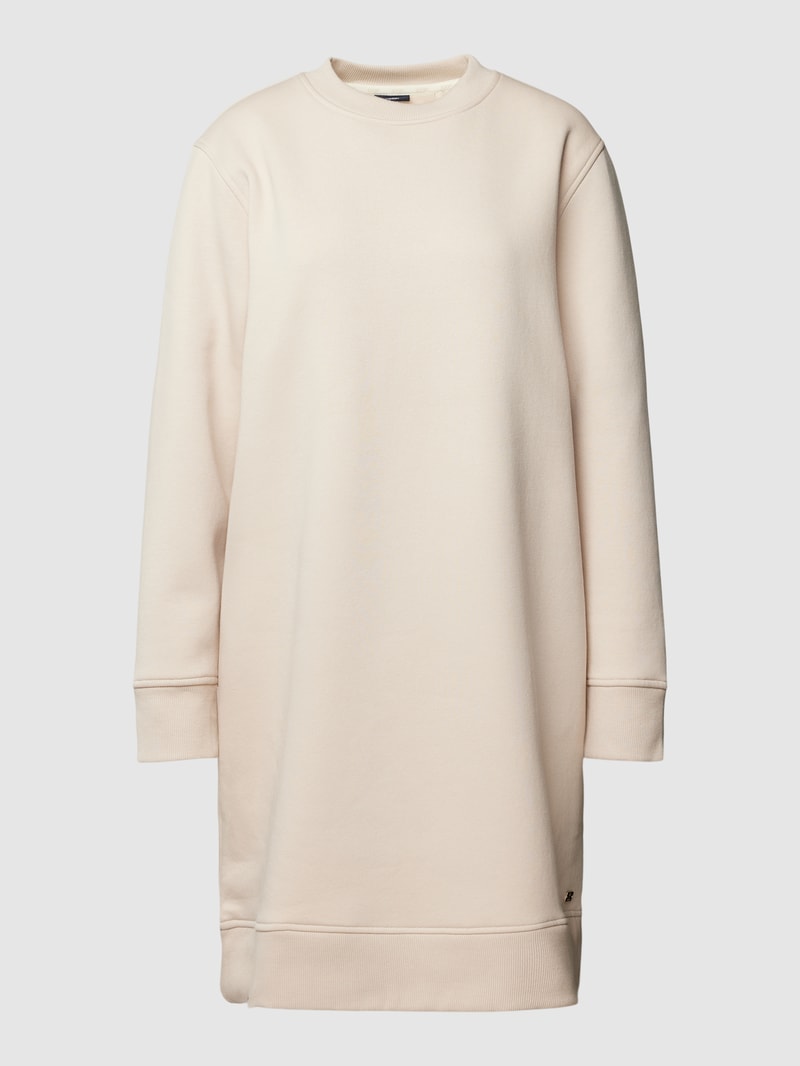 Sweatkleid mit gerippten Abschlüssen in ecru