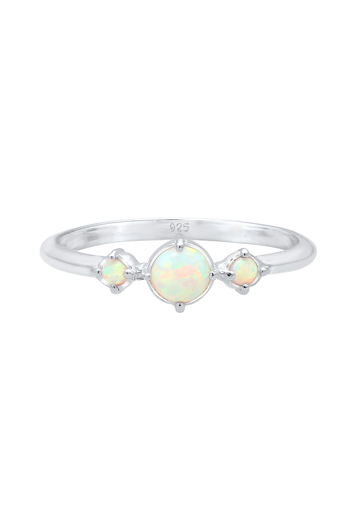 Anillo Elli para mujer con diseño geométrico vintage y ópalo sintético en plata de ley 925.