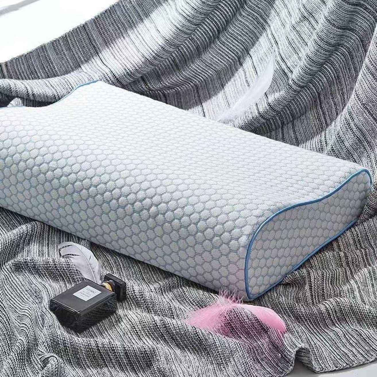 Nackenstützkissen Memory Foam-Kissen, orthopädisches Nackenstützkissen, HOHEA H, für Seiten- und Rückenschläfer