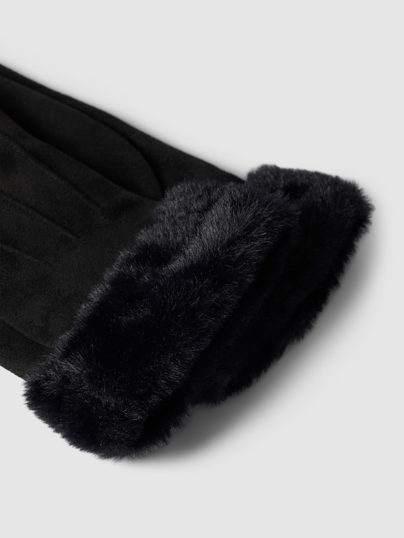 Handschuhe mit Kunstfell in unifarbenem Design in schwarz