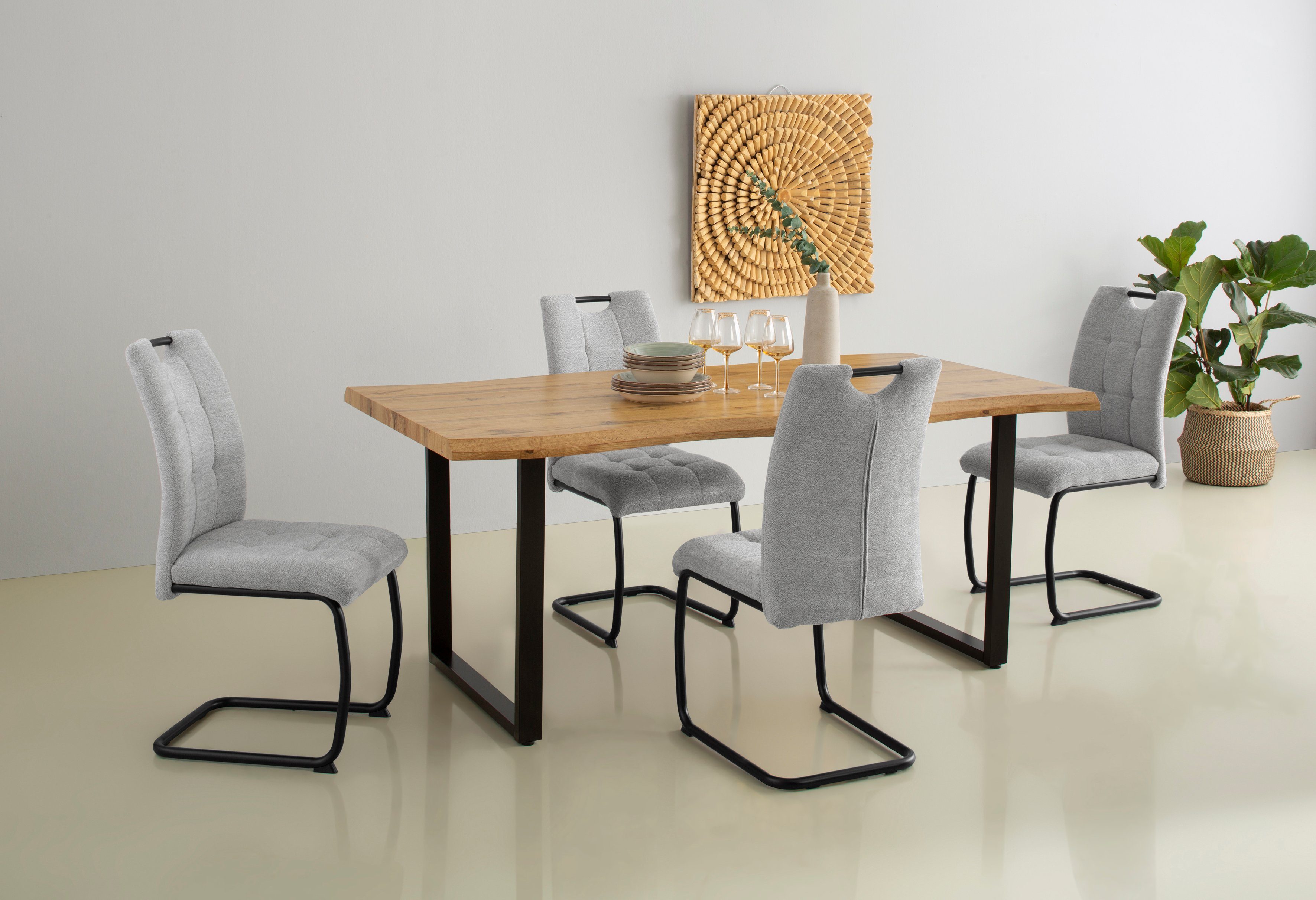 HELA Freischwinger (Set, 2 St), Küchenstuhl, für den Esstisch, in Teddyoptik