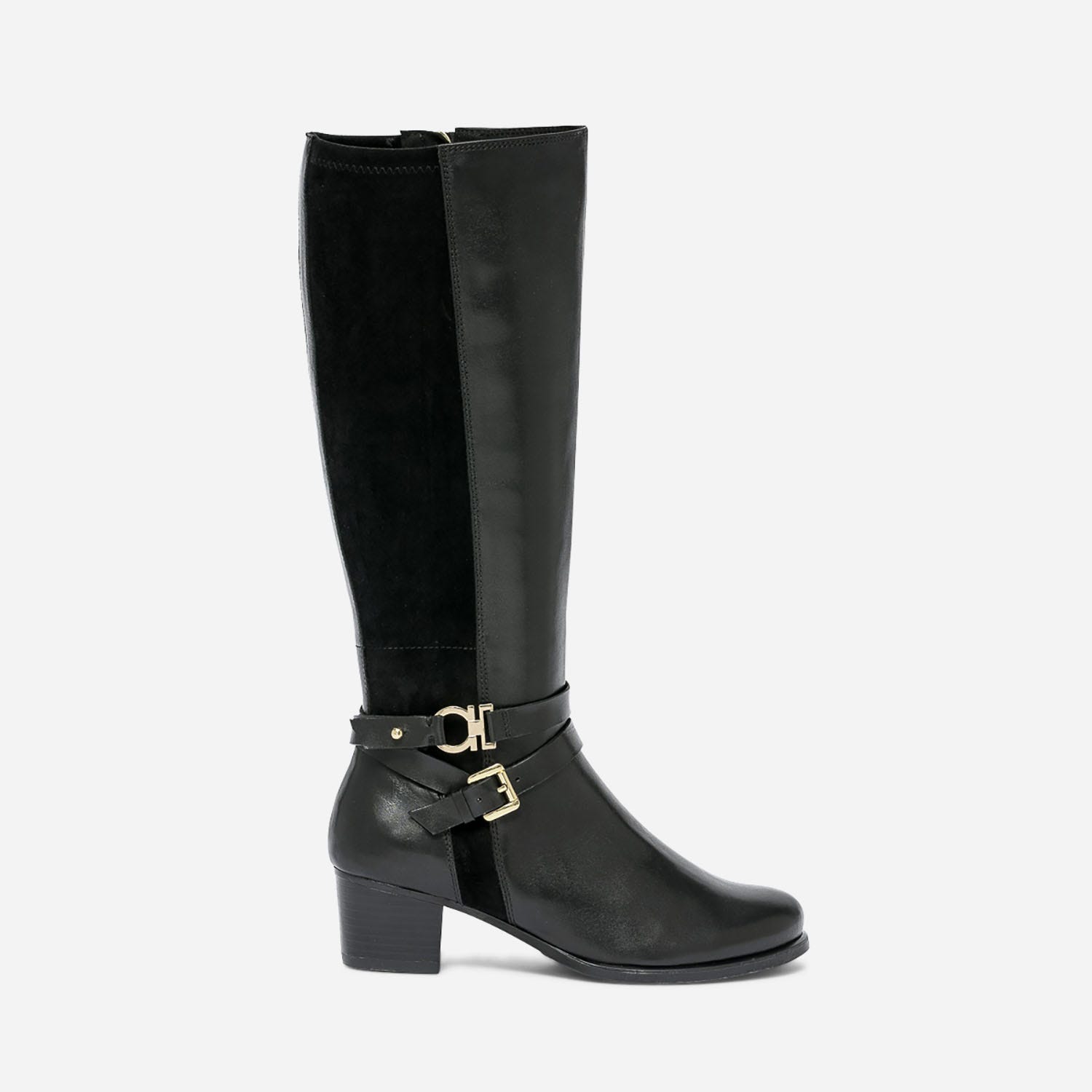 Botte CAPRICE noire en cuir et textile