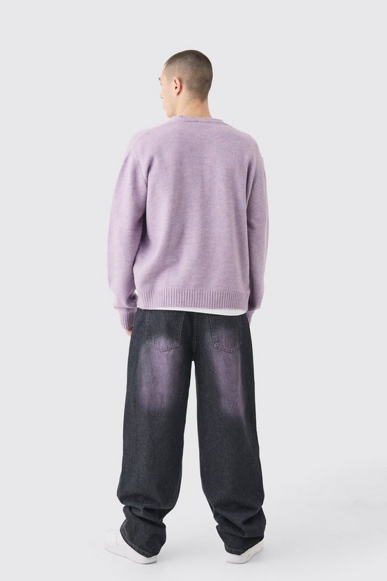 Kastiger Strick-Cardigan in Lila
