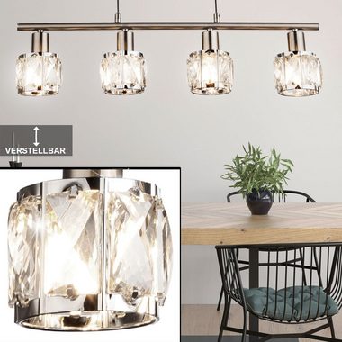 etc-shop Hängeleuchte, Leuchtmittel nicht inklusive, Decken Hänge Leuchte Chrom Wohn Zimmer Glas Kristall Pendel Lampe