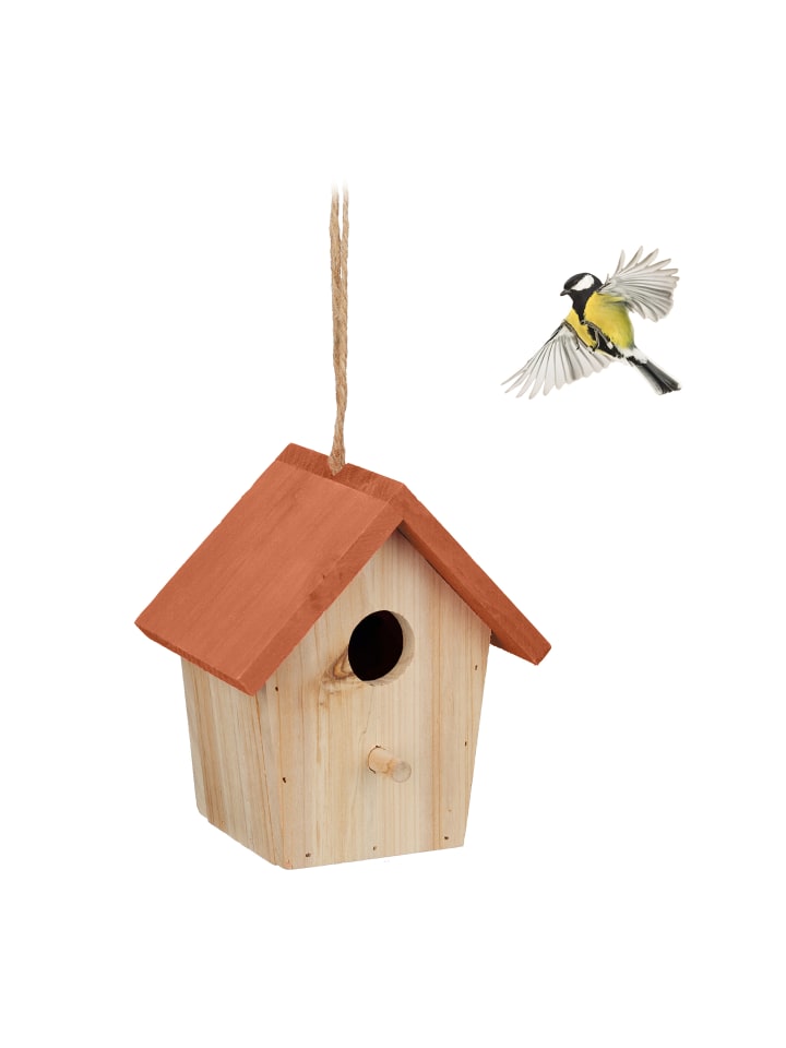relaxdays Deko Vogelhaus in Natur/ Orange günstig kaufen onesize