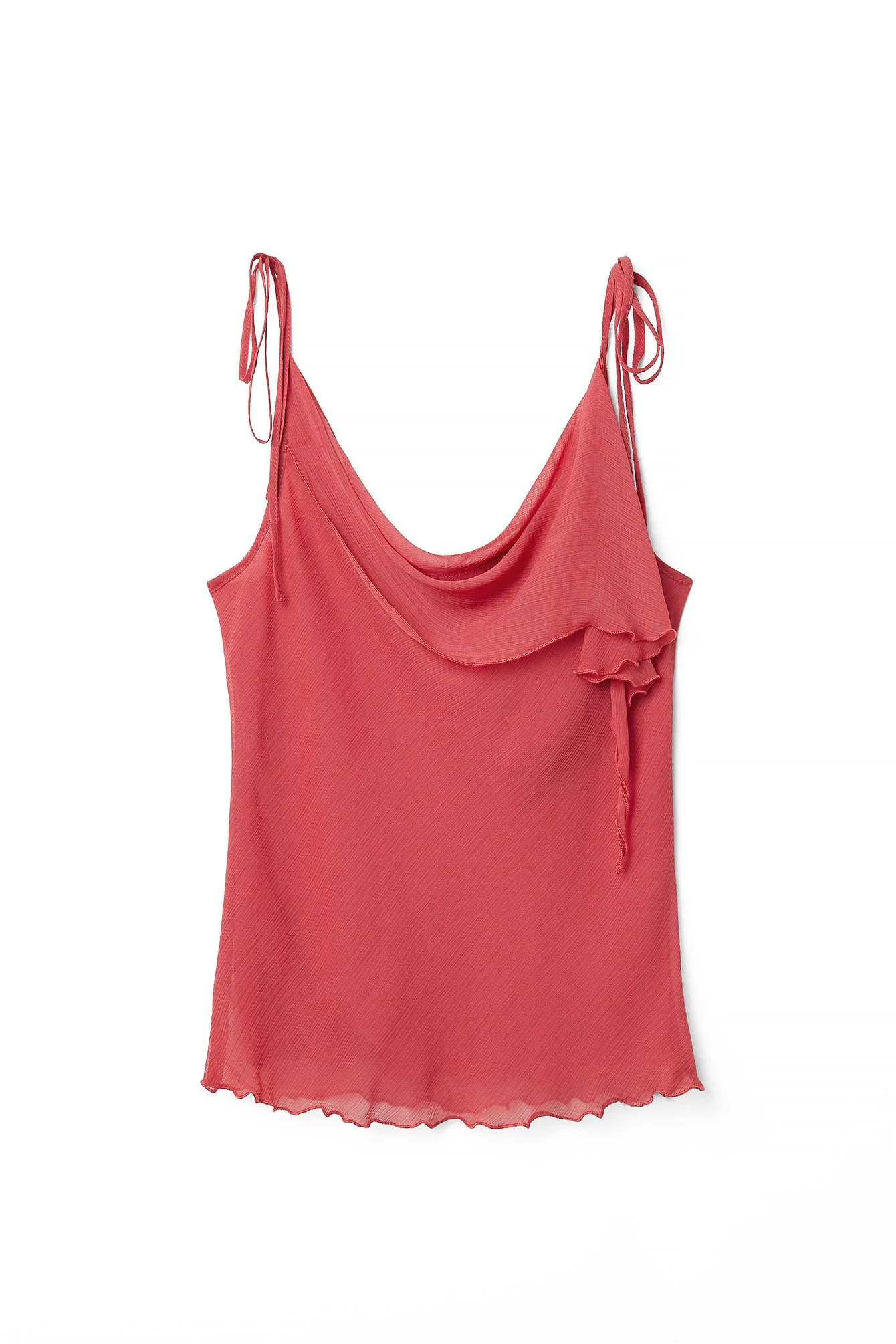 Chiffon-Oberteil mit Rüschen und Schnürung