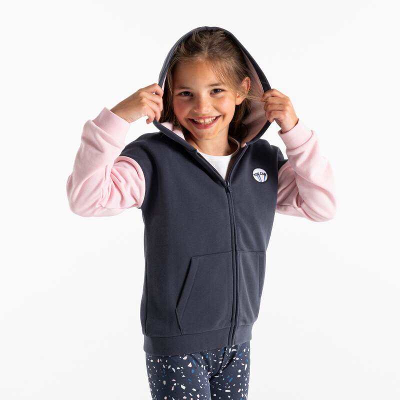 Sweat-shirt à capuche bicolore gris fille