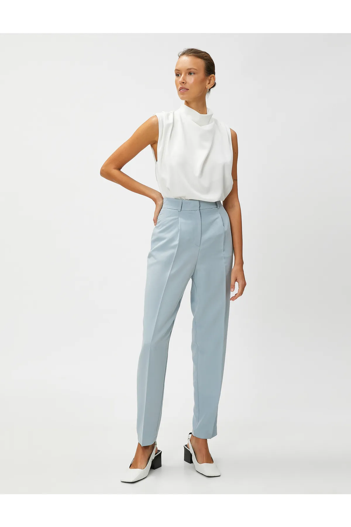 Koton  Zigarettenhose, Taschenfalte, Modalmischung
