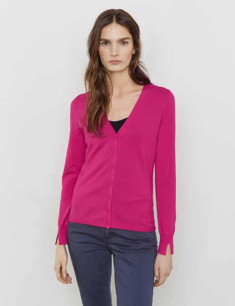 Basic Feinstrickjacke mit V-Ausschnitt