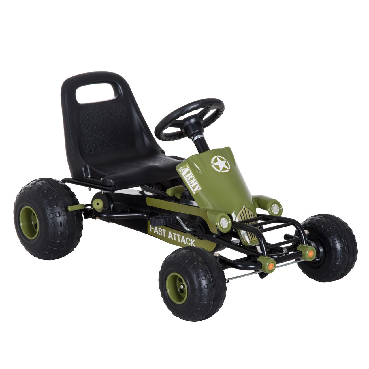 HOMCOM Go Kart Kinder Tretauto ab 3 Jahre Grün 99 x 65 x 56cm