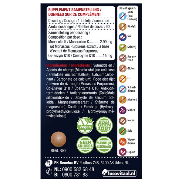 Lucovitaal Red Yeast Rice & Coenzyme Q10 Tablets 90 pieces
