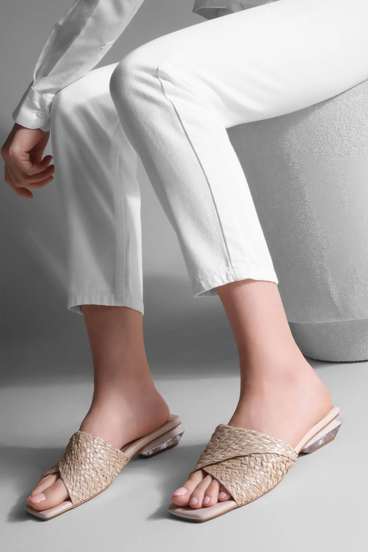 Marjin  Pantolette - Beige - Flacher Absatz