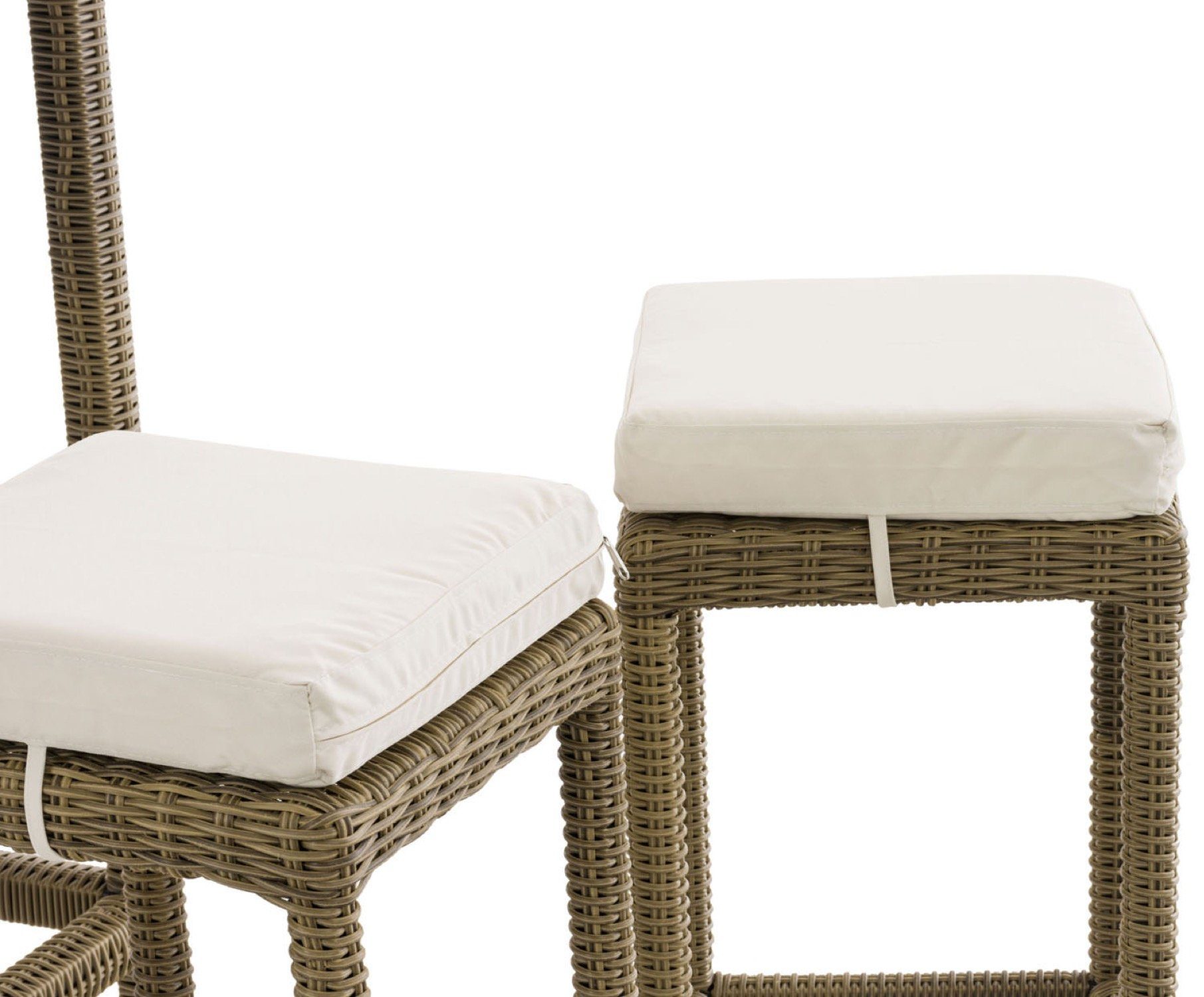 TPFGarden Gartenbar-Set Alina - aus 5mm Polyrattan und Aluminium-Gestell, (Stehtisch-Set mit 4 Hockern und Kunstlederauflagen, Gartenlounge-Set - wasserfest, pflegeleicht und UV-beständig), Maße (TxBxH): Tisch 84 x 84 x 110,5cm - Hocker 37 x 37 x 74,