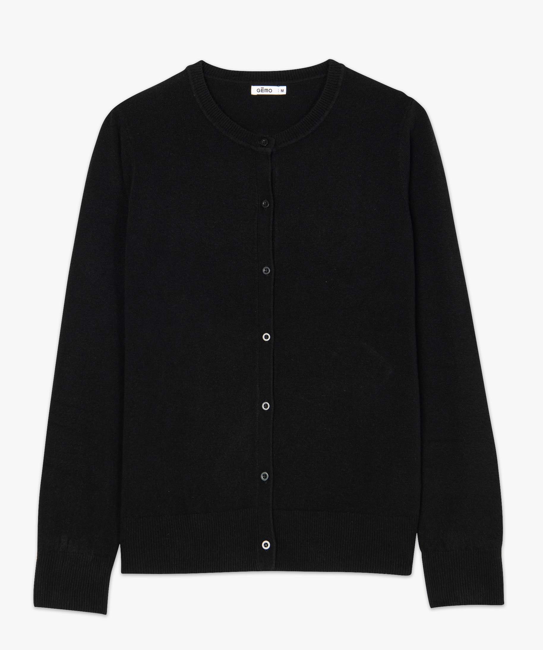 Gilet à col rond en maille fine femme noir | GEMO