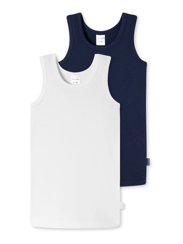Schiesser Unterhemden 2er-Pack Basic Kids in weiß/blau günstig kaufen