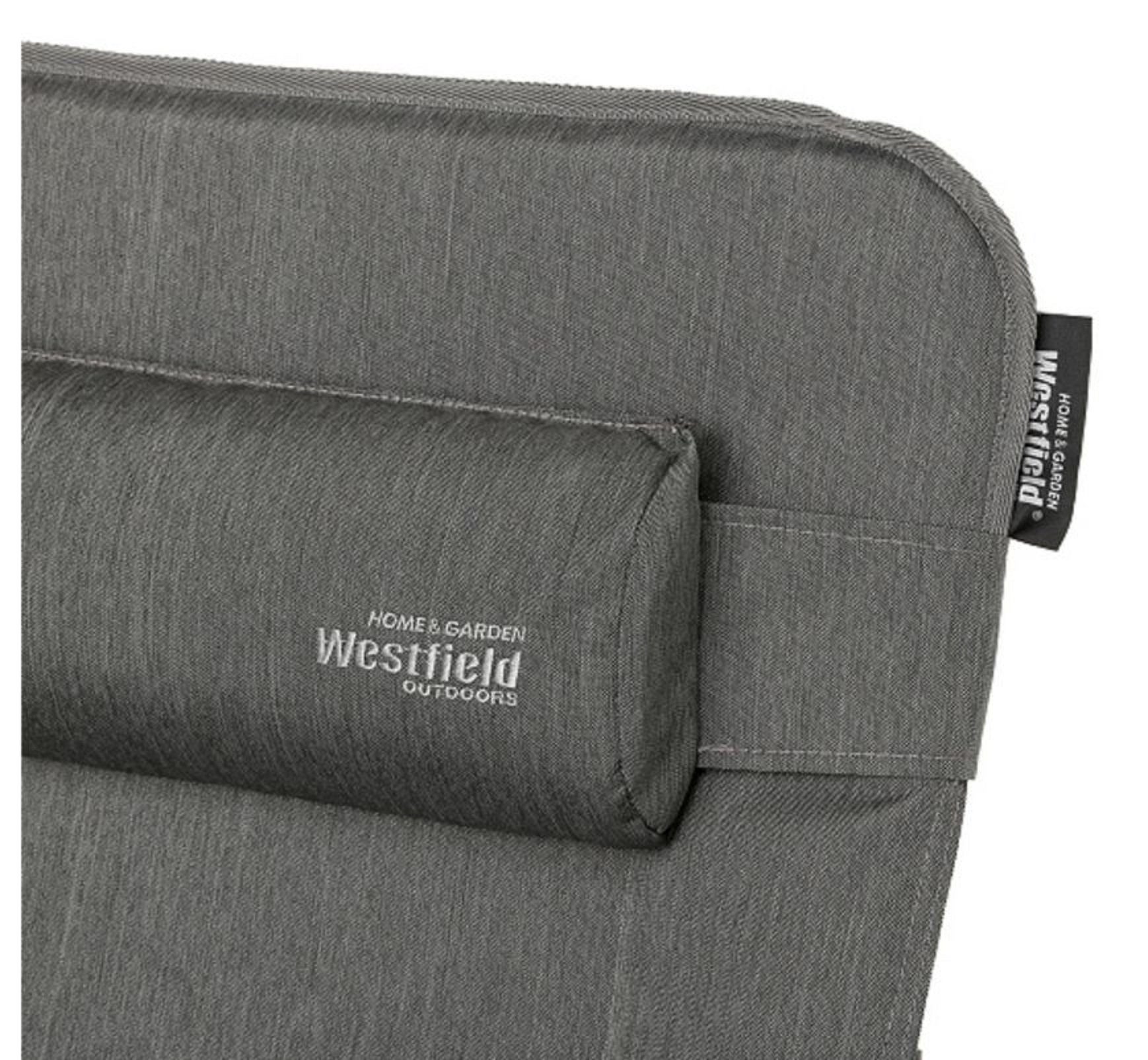 Westfield Gartenliege Relaxliege anthrazit Liegestuhl Sonnenliege XL Relaxsessel, Relaxsessel mit Kopfkissen, stufenlos verstellbar, klappbar, 140 kg Tragkraft, Camping