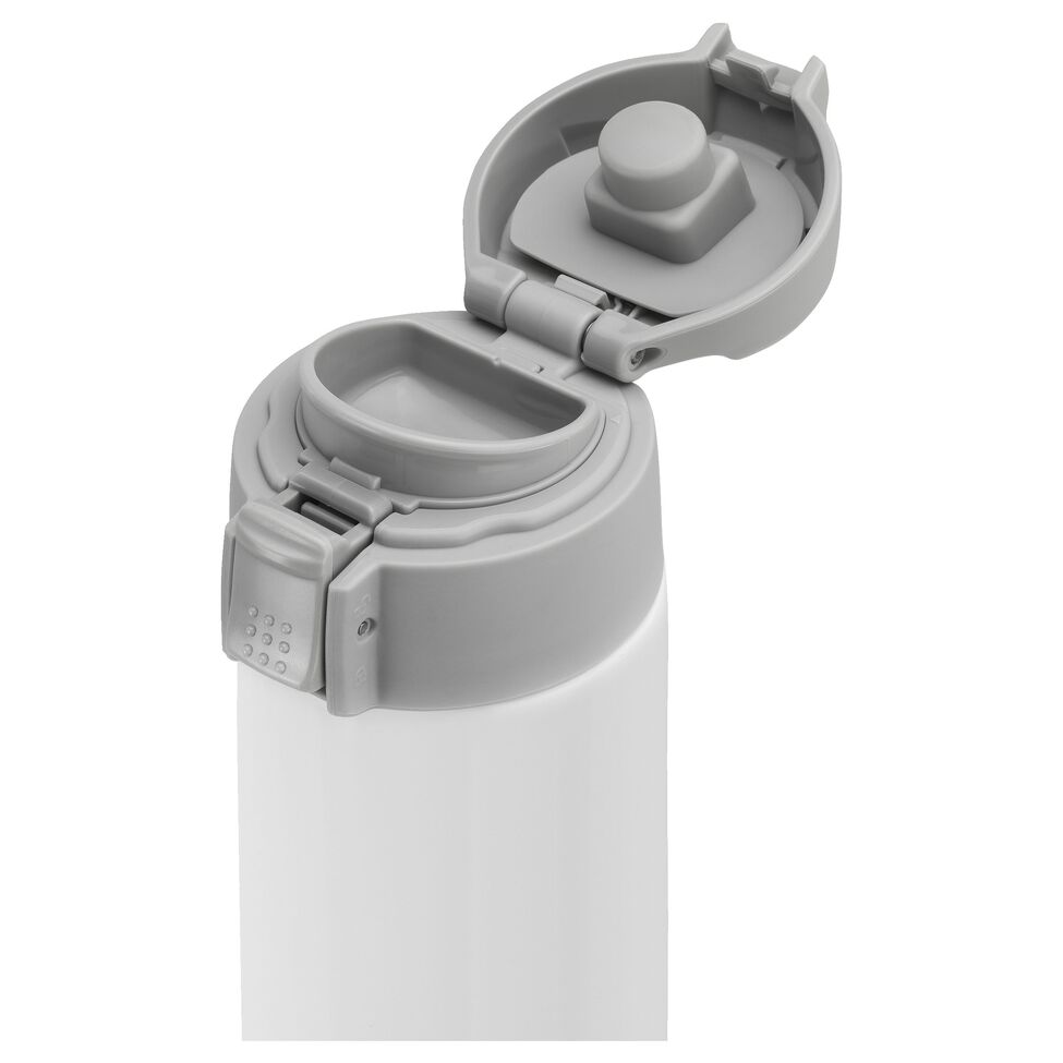 Thermobecher, 450 ml, Edelstahl, Weiß-grau
