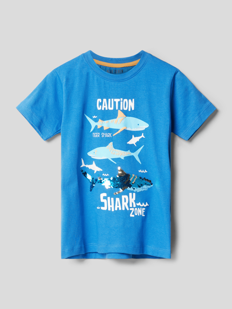 T-Shirt mit Motiv-Print in royalblau