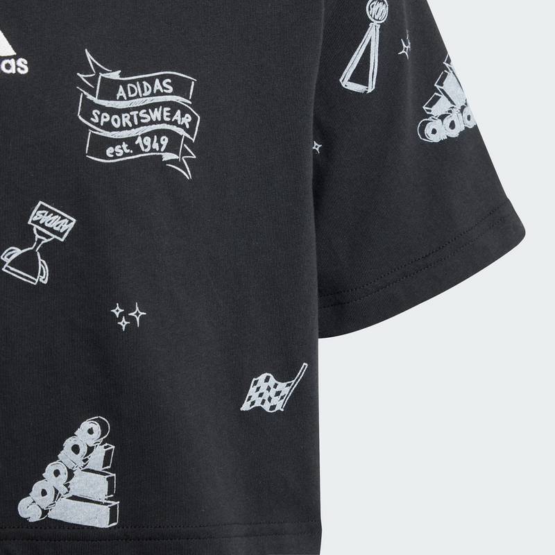 adidas Brand Love Allover Print Kids Crop-Shirt T-Shirt Kinder