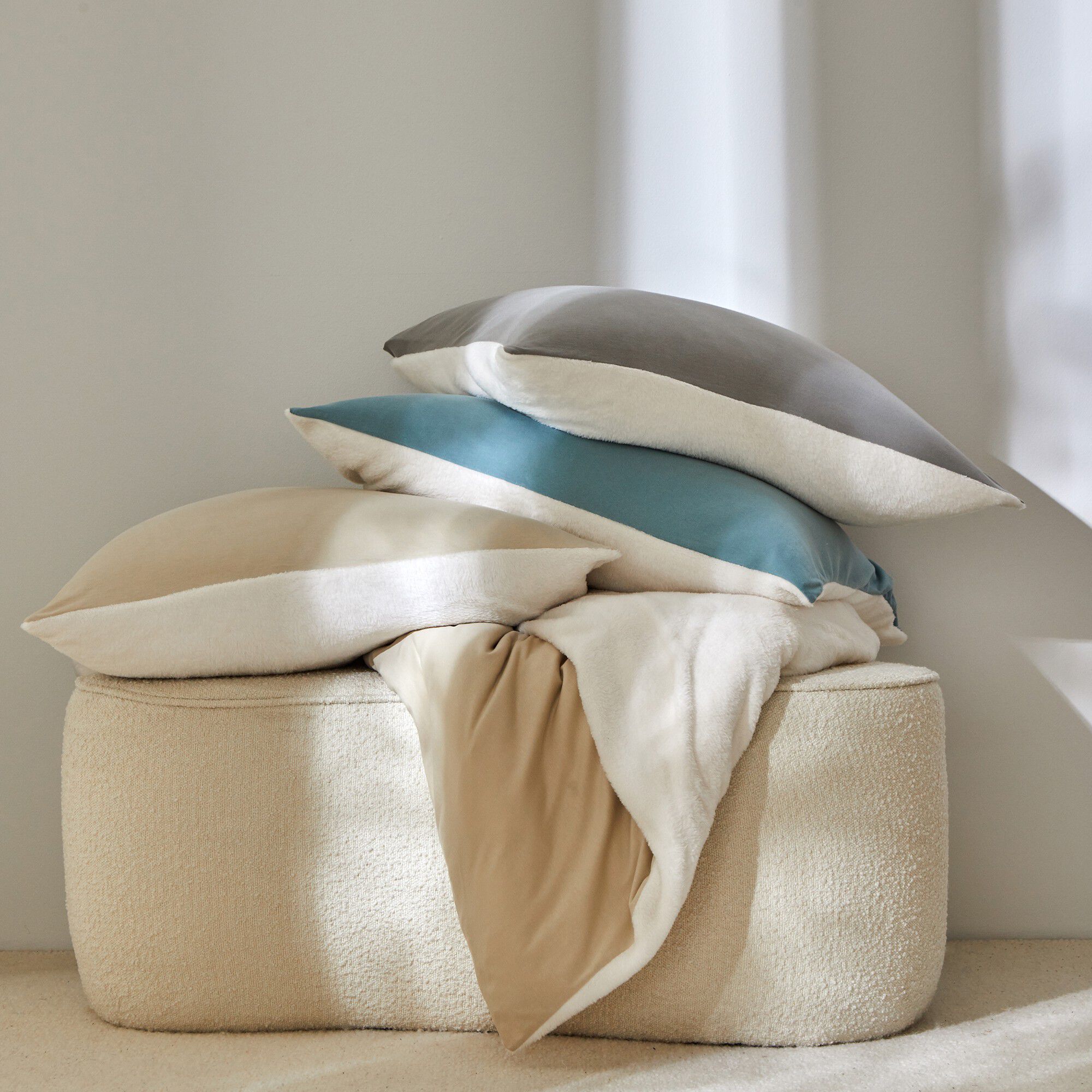 Linge de lit réversible jersey polaire toucher peluche