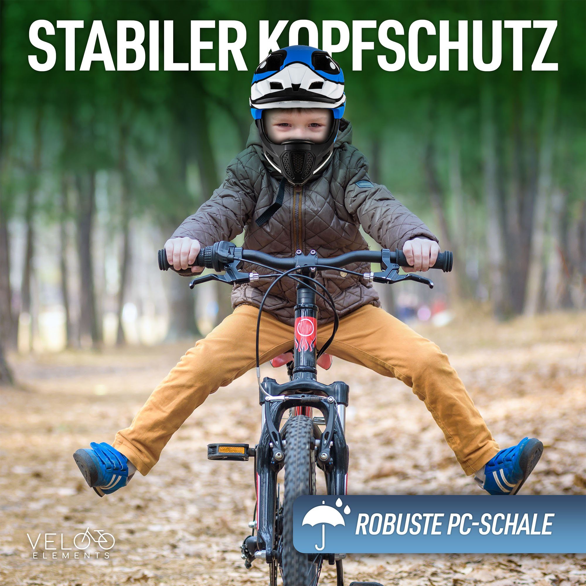 VELOElements® Kinderfahrradhelm VELOElements® Kinderfahrradhelm 2 in 1 - mit abnehmbarem Kinnschutz