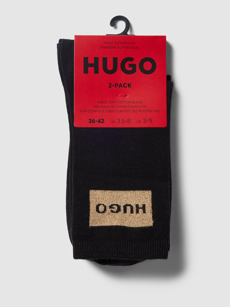 Socken mit Label-Detail im 2er-Pack in schwarz